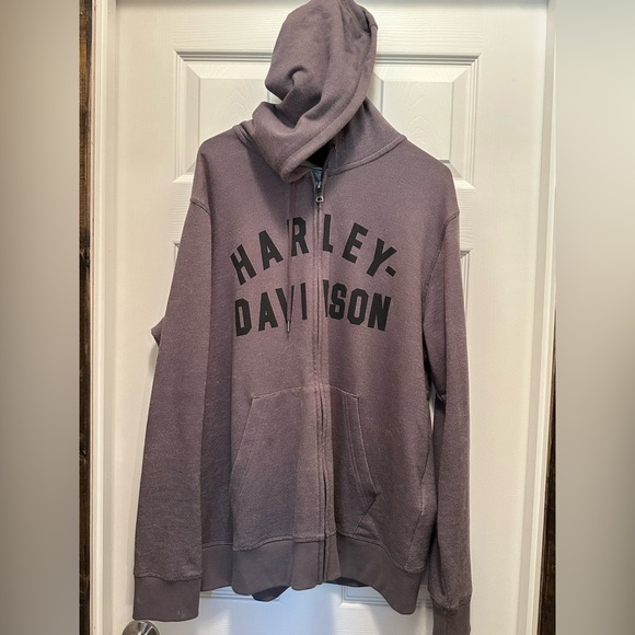Harley-Davidson Gray Zip-Up Large Hoodie sweatshirt men’s L zipper - Picture 3 of 8